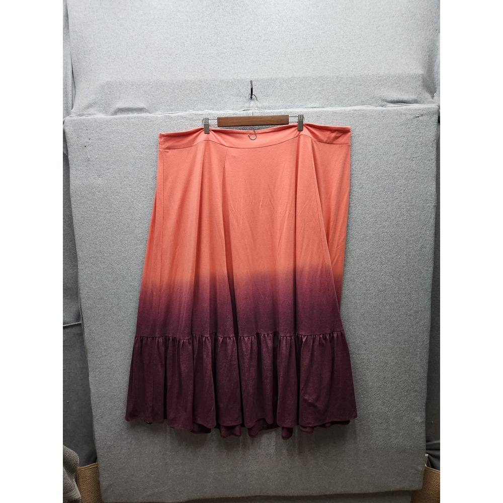 Torrid Womens Plus Size 5 Ombre Dip Dye Ruffle Hem Maxi Skirt Coral Purple Boho